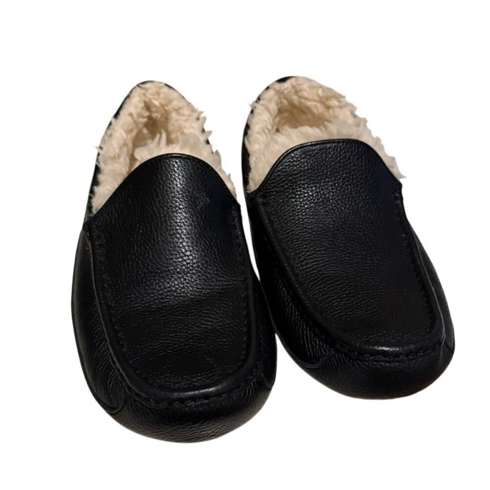 UGG Ascot Black Leather Slippers Men's Sz. 12